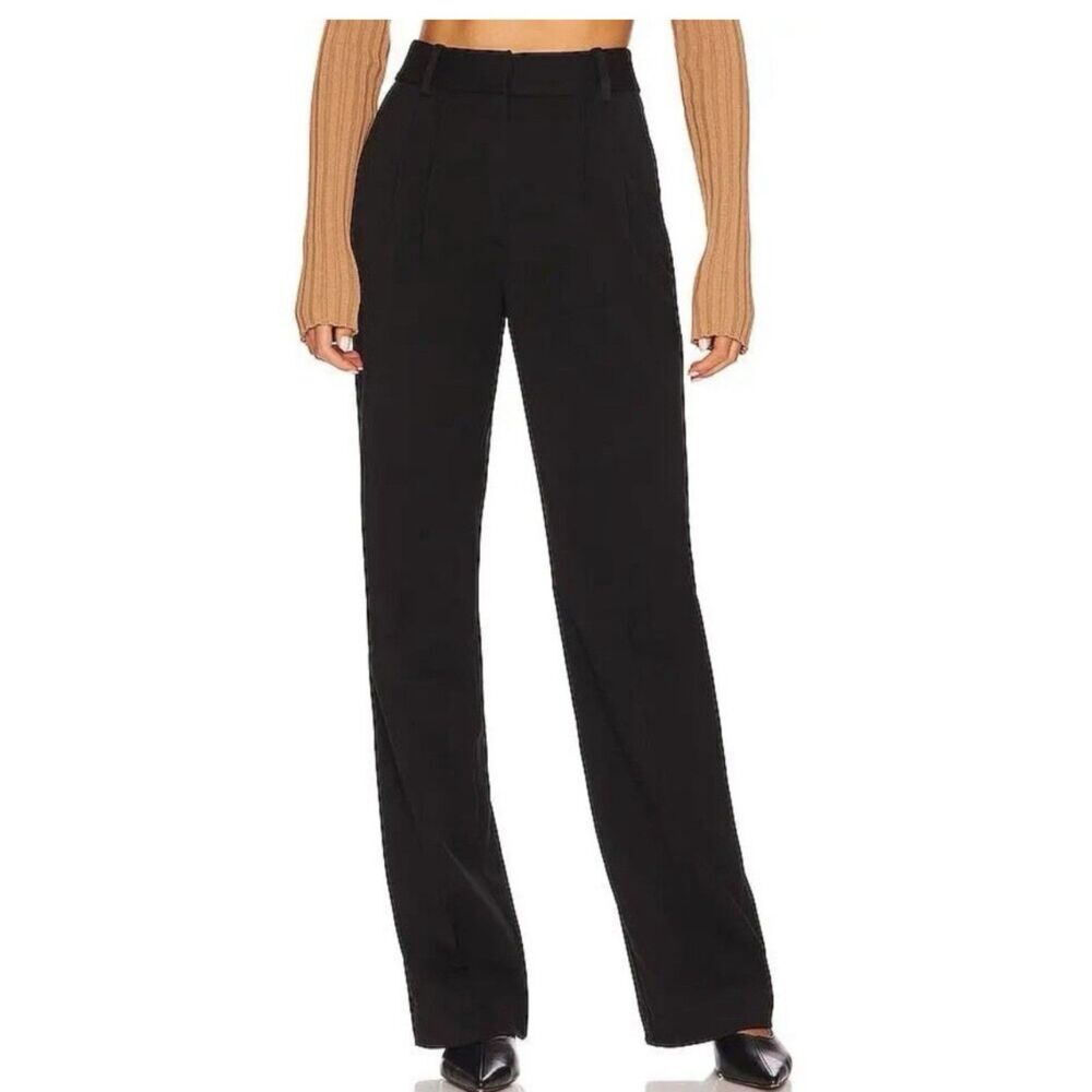 Reformation Dress Pants Black Wool Blend Straight Leg Work Office Minimalist 0